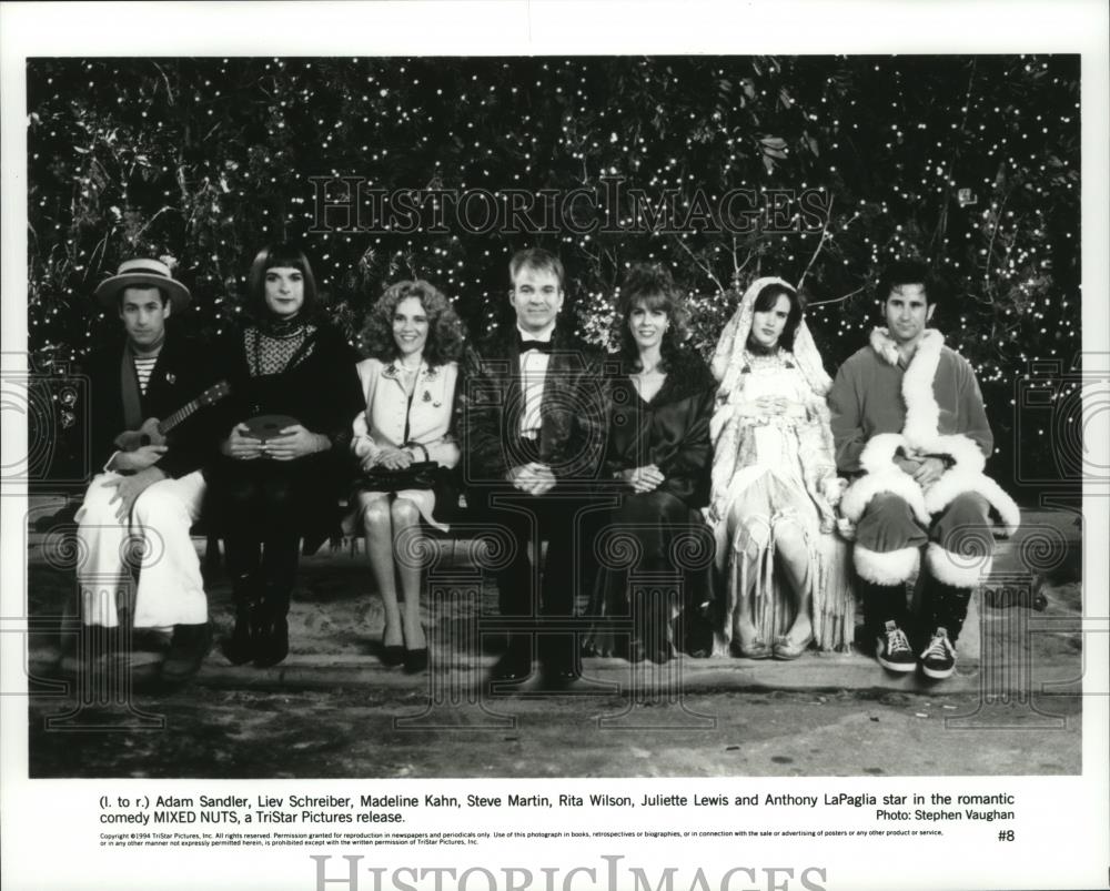 1994 Press Photo Adam Sandler and other actors in "Mixed Nuts." - cvb76397 - Historic Images