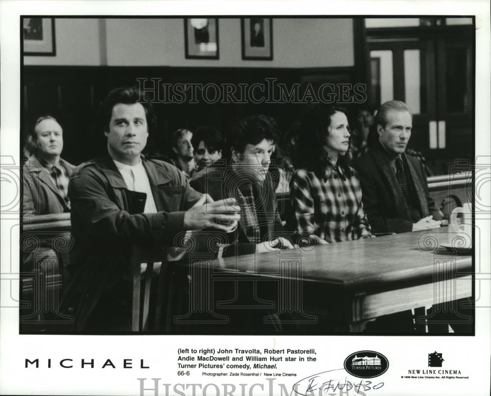 1996 Press Photo John Travolta and other ators in the comedy, "Michael." - Historic Images