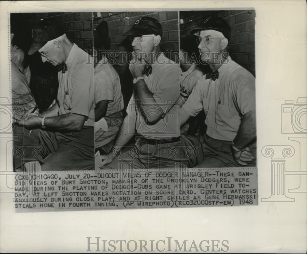 1948 Press Photo Burt Shotton, Manager of the Brooklyn Dodgers - cvb76431 - Historic Images