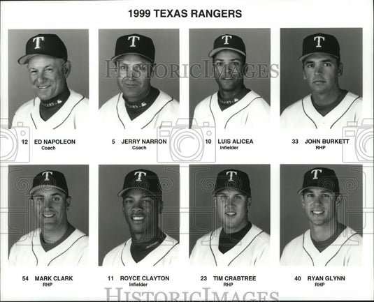 1999 Press Photo Texas Rangers Roster, Coaches and Players - cvb76511 - Historic Images