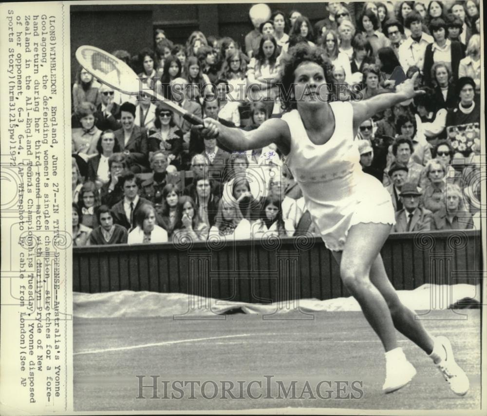 1972 Press Photo Yvonne Goolagong, Tennis - cvb76521 - Historic Images