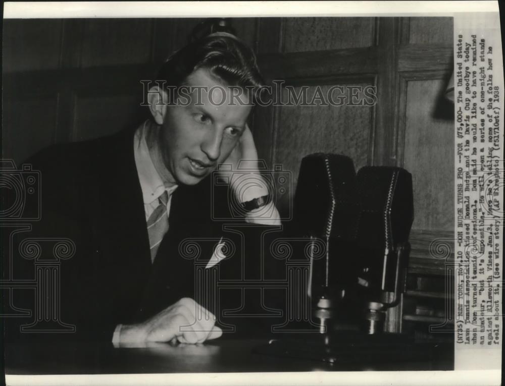 1938 Press Photo Don Budge goes professional in tennis for $75,000 - cvb76668 - Historic Images