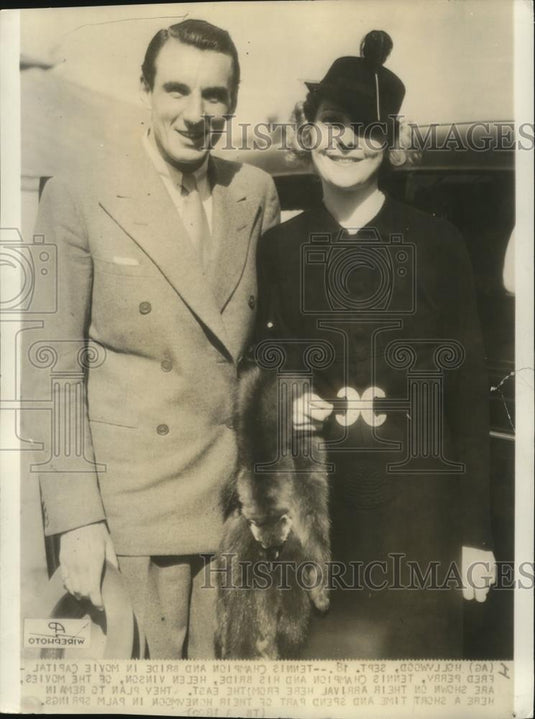 1935 Press Photo Fred Perry and his wife in Hollywood. - cvb76670 - Historic Images