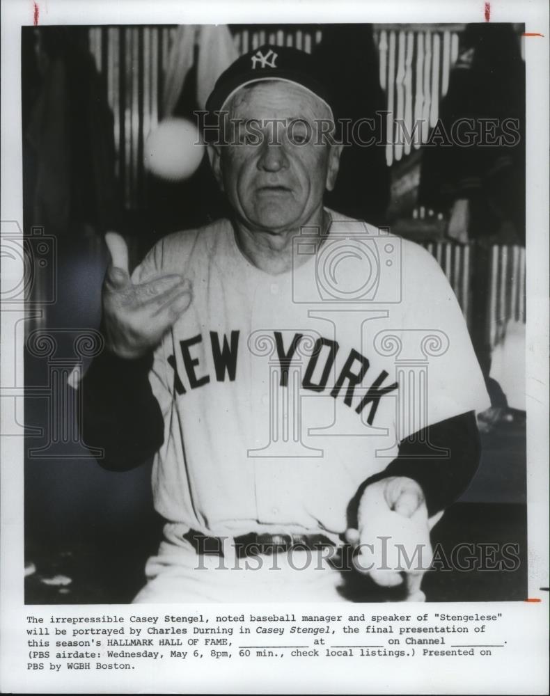 Press Photo Casey Stengel will be portrayed by Charles Durning on Hallmark. - Historic Images