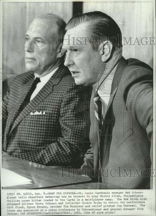 1969 Press Photo Red Schoendienst and Bing Devine - cvb76779 - Historic Images