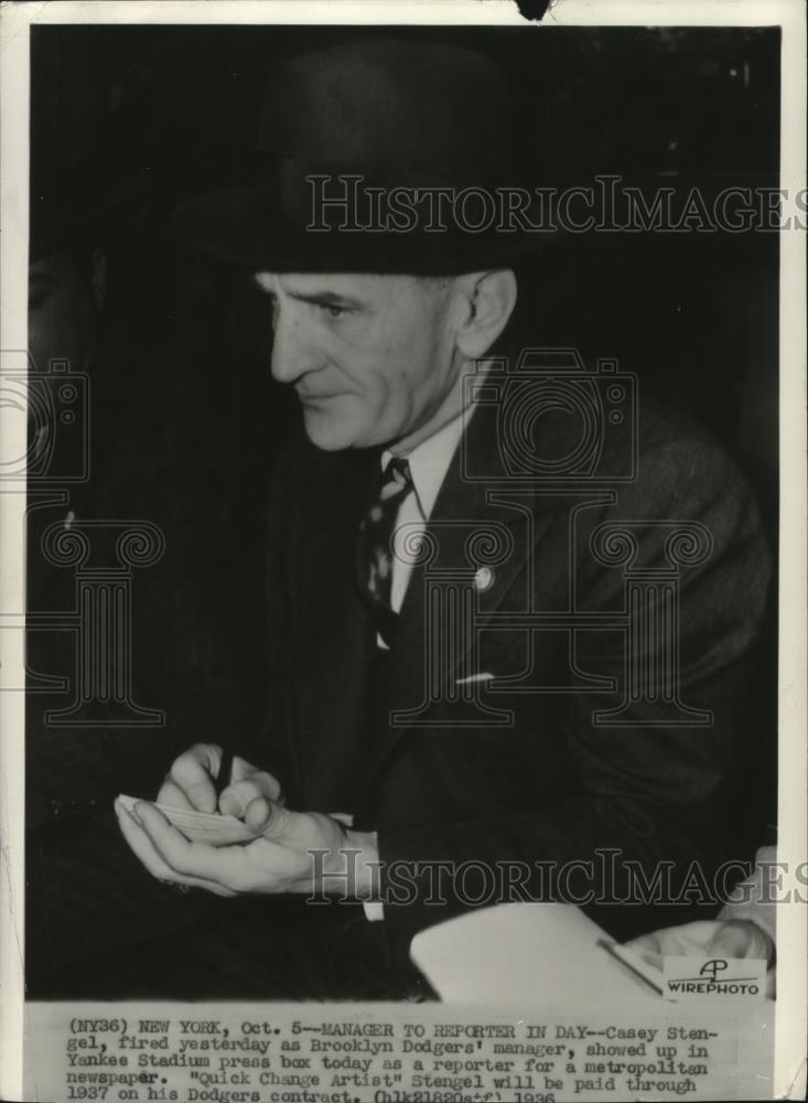 1936 Press Photo Case Strengel asspaper Reporter - cvb76900 - Historic Images