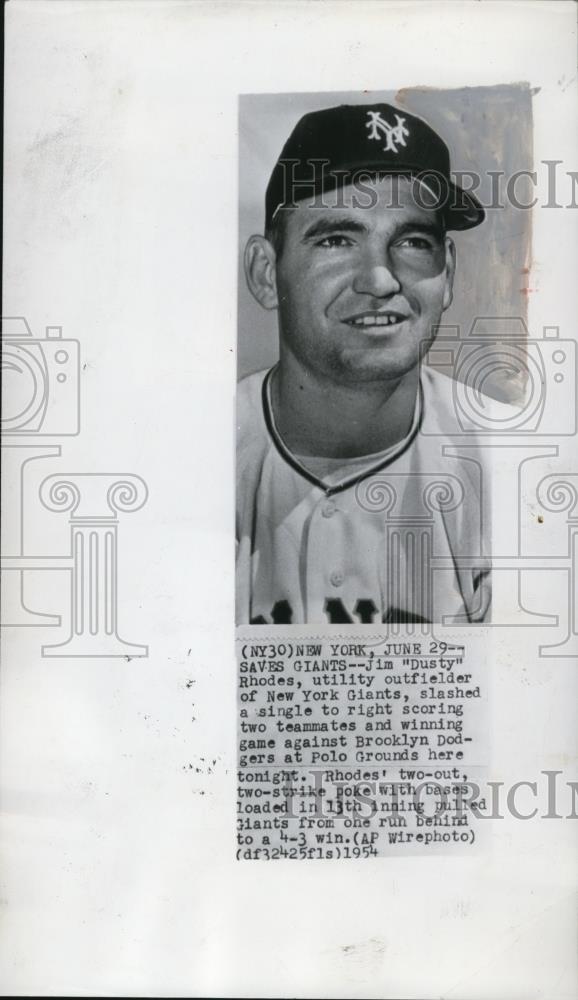 1954 Press Photo Jim &quot;Dusty&quot; Rhodes of New York Giants Baseball - nef18464 - Historic Images