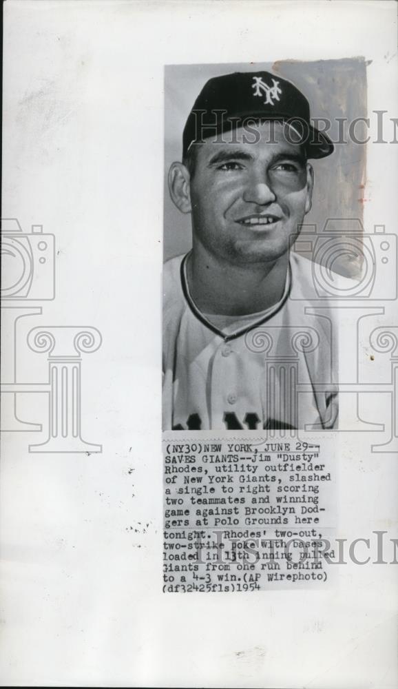 1954 Press Photo Jim "Dusty" Rhodes of New York Giants Baseball - nef18464 - Historic Images