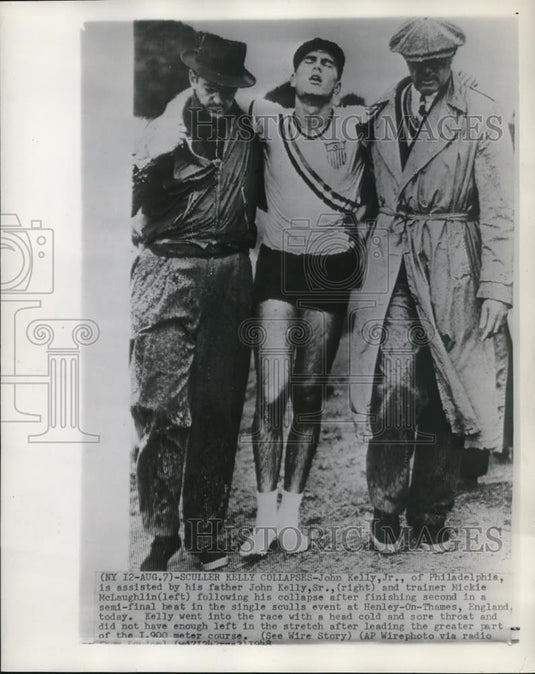 1948 Press Photo John Kelly Jr Following His Collapse After Finishing Second - Historic Images