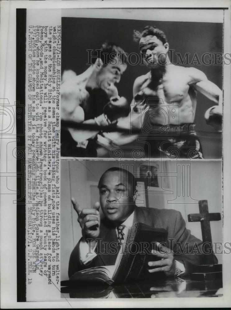 1954 Press Photo Former champ Henry Armstrong vs Petey Sarron in 1937 bout - Historic Images