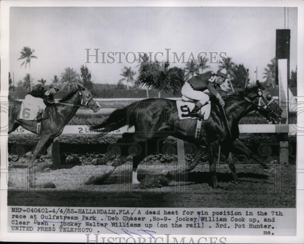 1955 Press Photo Gulfstream race in Fla Wm Cook on Deb Chaser wins - net24572 - Historic Images