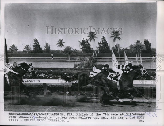 1956 Press Photo Gulstream race in Florida Jonh Sellers on Ambergris wins - Historic Images