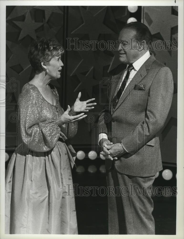 1983 Press Photo Bob Hope and Erma Bombeck on What Makes the World Laugh? - Historic Images