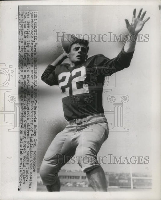 1955 Press Photo Bobby Cox left University of Washington to enroll at Minnesota - Historic Images