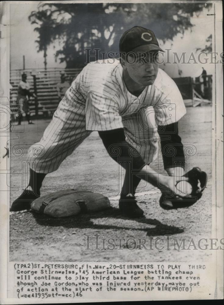 1946 Press Photo Yankee's George Stirnweiss, '45 American League batting champ - Historic Images