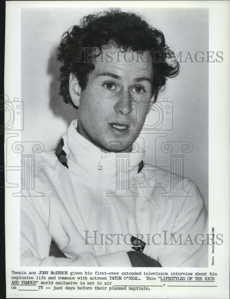 Press Photo Tennis ace John McEnroe- Lifestyles of The Rich And Famous - Historic Images