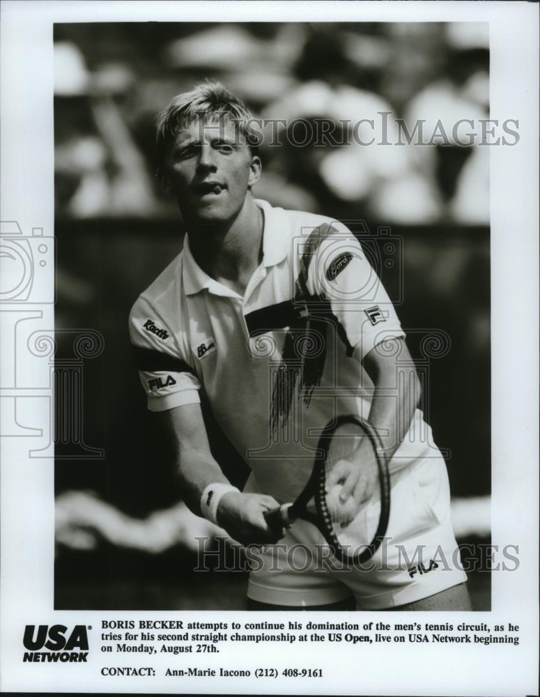 Press Photo Boris Becker tries for 2nd straight championship at the US Open - Historic Images