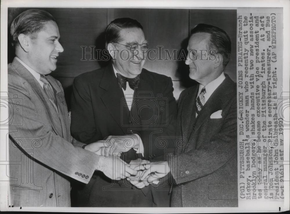 1950 Press Photo Branch Rickey becomes Exec VP &amp; Gen Mgr of Pittsburgh Pirates. - Historic Images