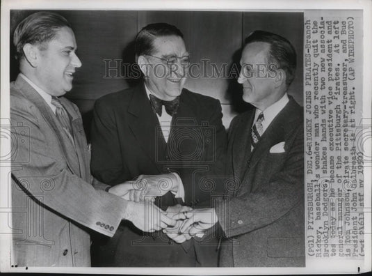 1950 Press Photo Branch Rickey becomes Exec VP & Gen Mgr of Pittsburgh Pirates. - Historic Images
