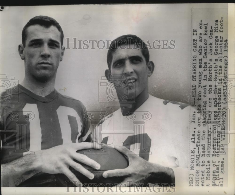 1964 Press Photo Jack Concannon &amp; George Mira starting quarterbacks in game - Historic Images