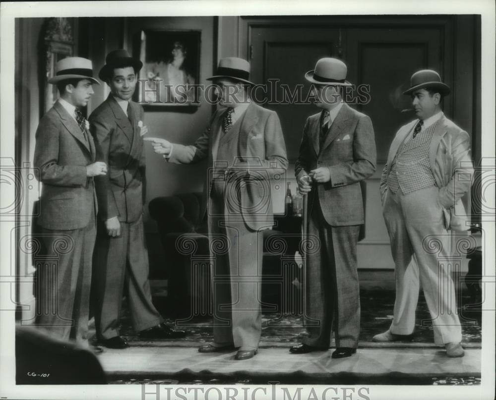 Press Photo Five men wearing hats are having a conversation - cvb78366 - Historic Images
