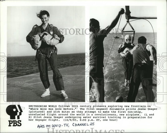 1985 Press Photo Smithsonian World features Jeana Yeager, Dick Rutan's journeys - Historic Images