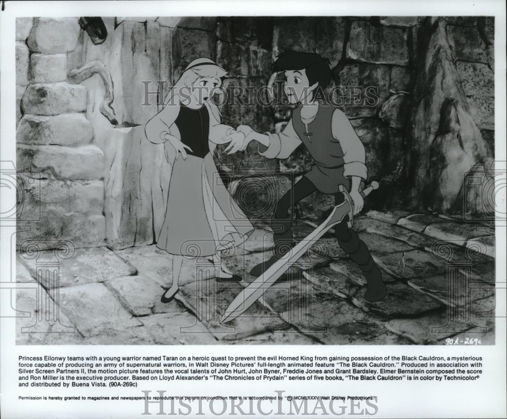 1985 Press Photo Princess Eilonwy with Taran in Walt Disney's The Black Cauldron - Historic Images
