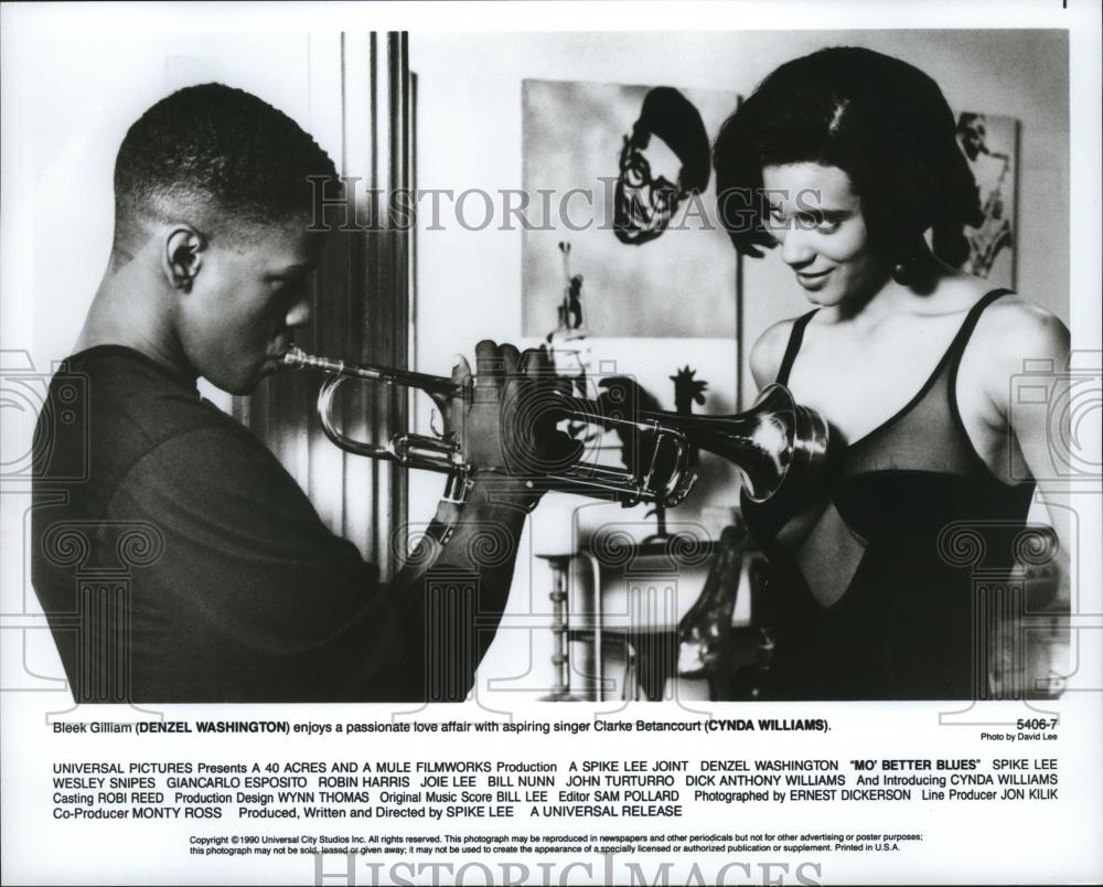 1990 Press Photo Denzel Washington, Cynda Williams in Mo' Better Blues ...