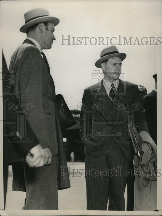 1937 Press Photo Winthrop and Nelson Rockefeller attend grandfather's funeral - Historic Images