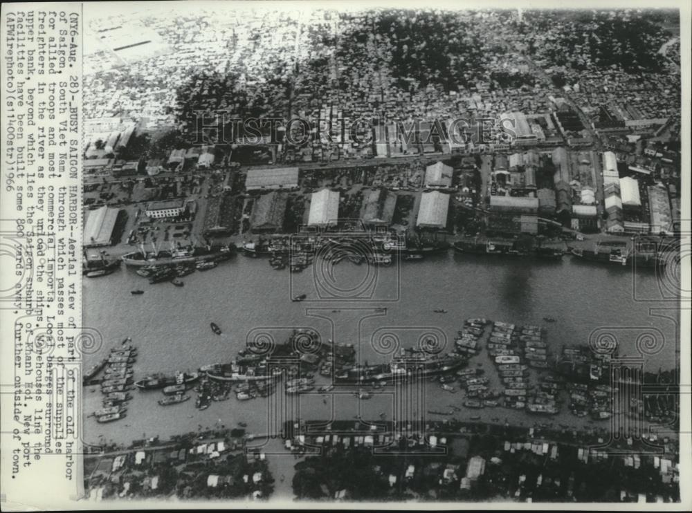 1966 Press Photo Aerial view of the Saigon Harbor, South Vietnam - cvb78175 - Historic Images