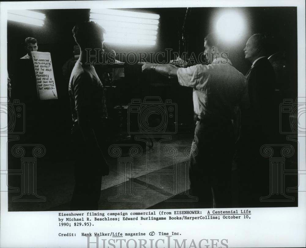 1990 Press Photo Eisenhower filming campaign commercial - Historic Images