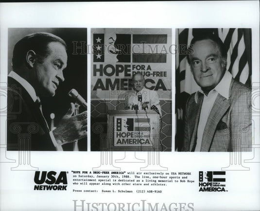 1988 Press Photo Bob Hope in "Hope For A Drug-Free America" on USA Network - Historic Images