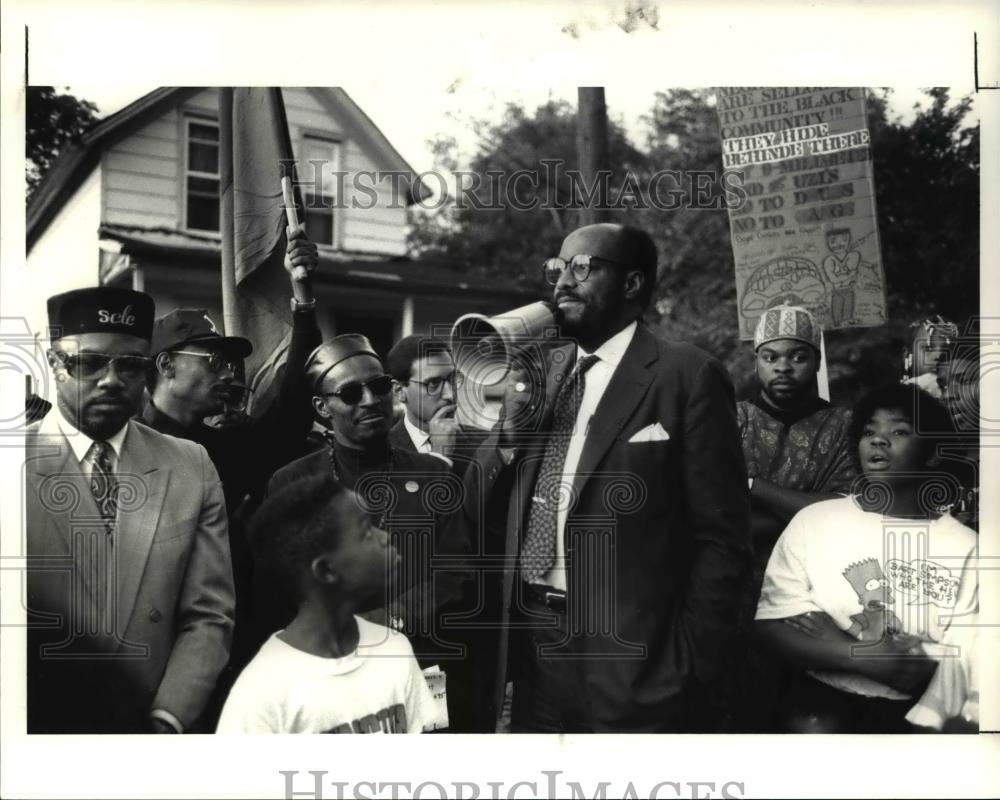 1991 Press Photo Rev. Marvin McMickle &amp; others at Stop The Killing Rally - Historic Images
