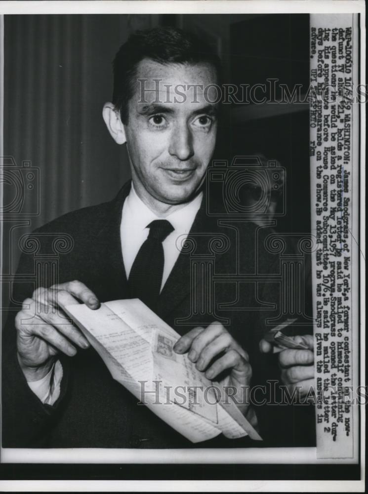 1959 Press Photo James Snodgrass Testifies in Commerce Subcommittee on Game Show - Historic Images