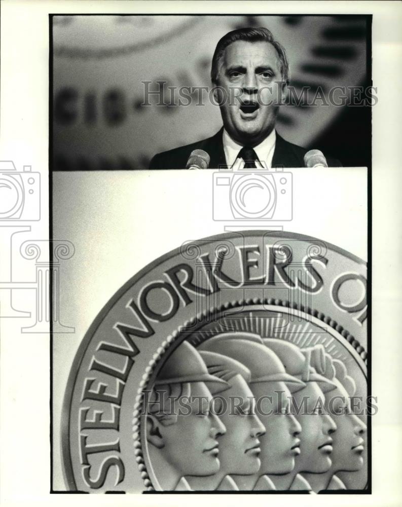 1984 Press Photo Walter F. Mondale speaks at the United Steelworkers convention - Historic Images