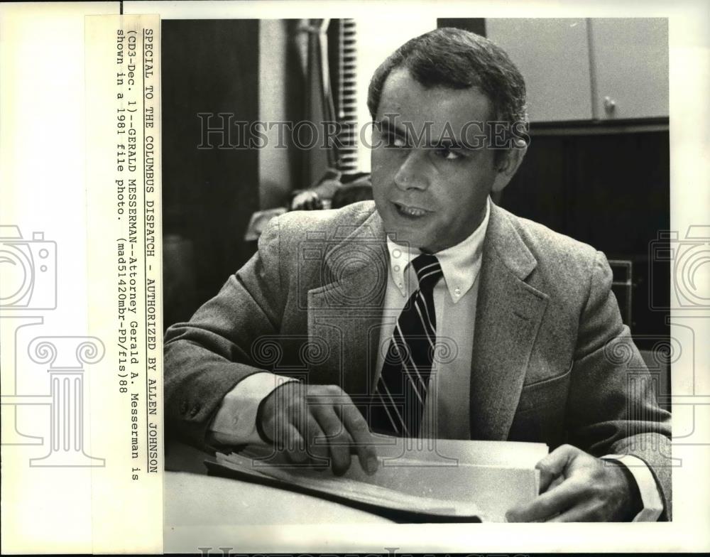 1981 Press Photo Gerald A. Messerman, Defense Attorney for the Kourys - Historic Images