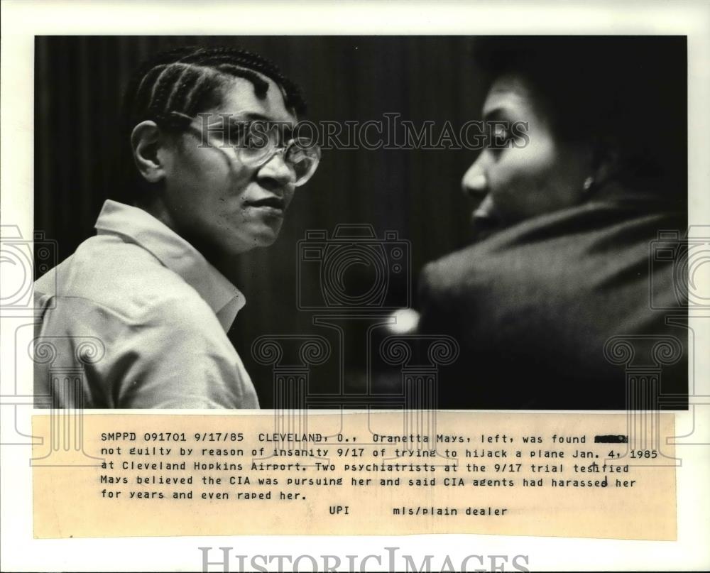 1985 Press Photo Oranetta Mays was found not guilty from hijacking a plane - Historic Images