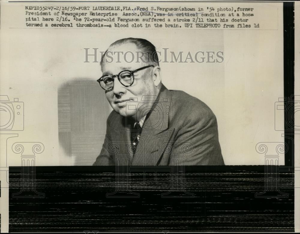 1959 Press Photo Fred Ferguson of Newspaper Enterprise Association Stroke Victim - Historic Images