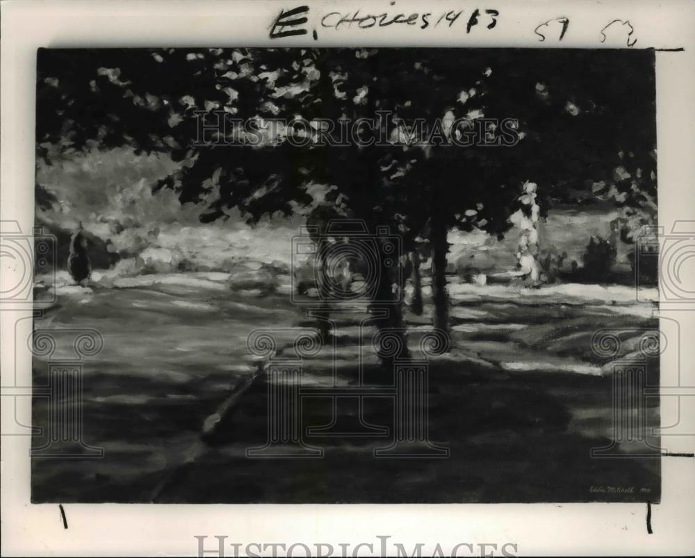 1991 Press Photo Eddie Mitchell, &quot;An Early Saturday Morning&quot;, oil/canvas - Historic Images