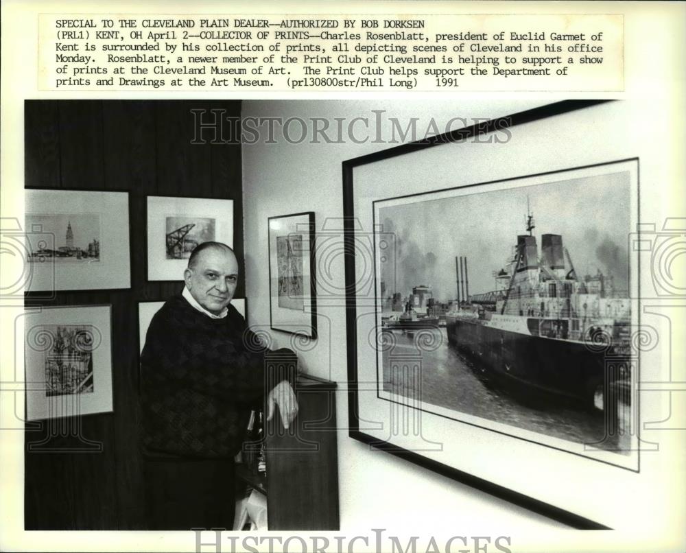 1991 Press Photo Charles Rosenblatt, president of Euclid Garmet of Kent - Historic Images