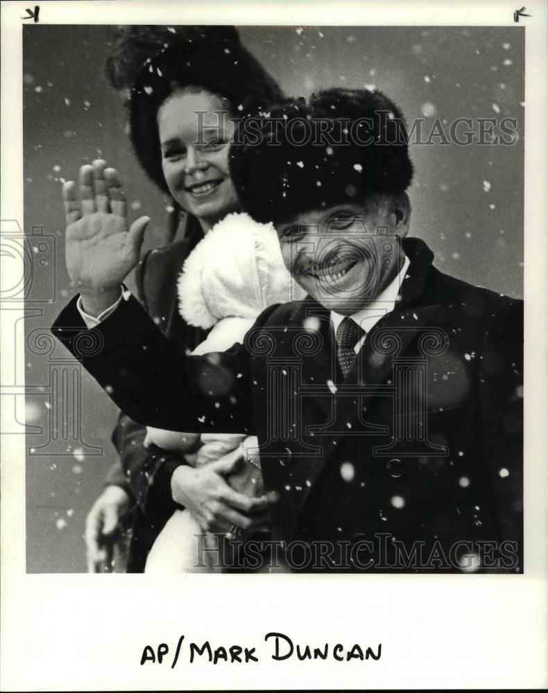 1984 Press Photo Jordan Royal Family King Hussein and Queen Noor in Cleveland - Historic Images