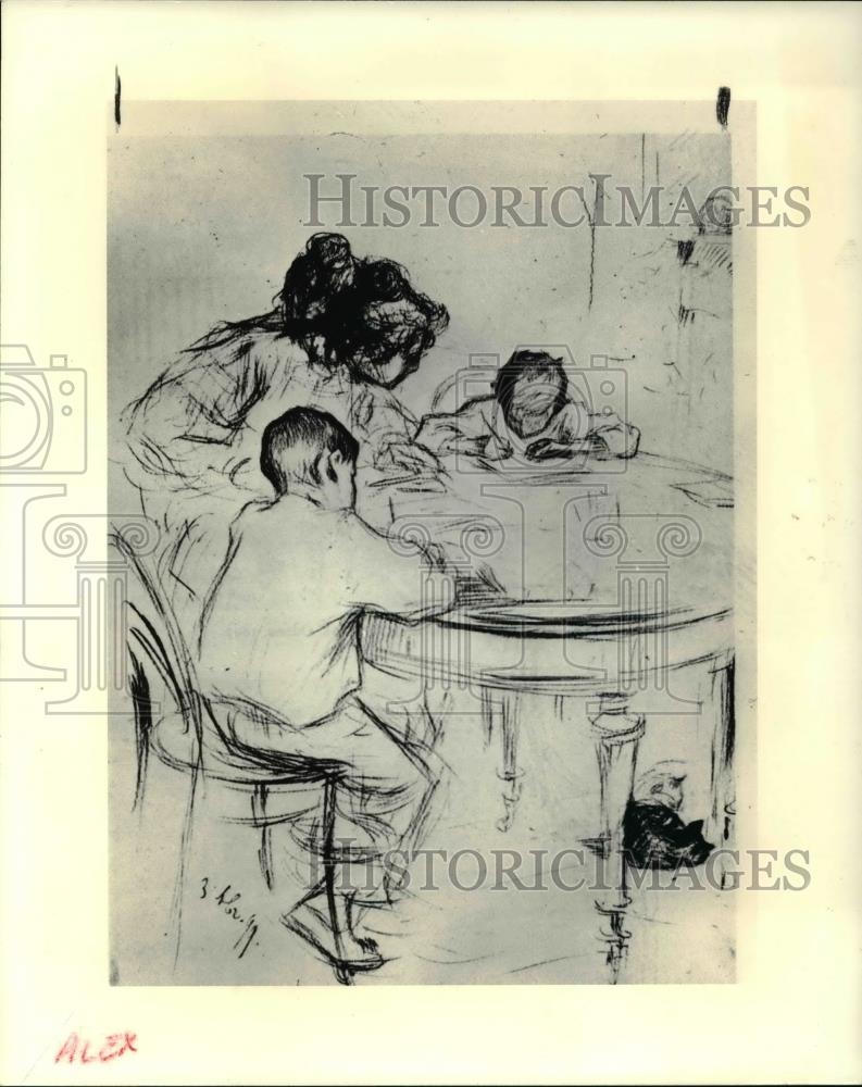 1985 Press Photo Boris Alexander in their mother, sketched by Leonid Pasternak - Historic Images