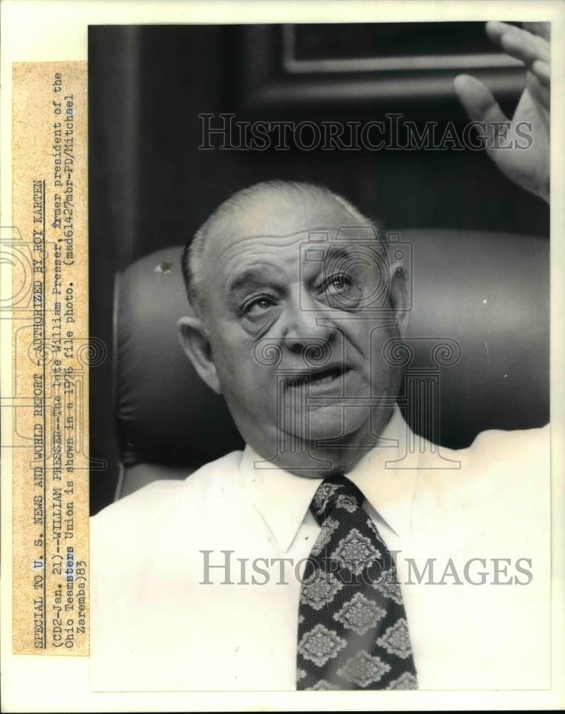 1983 Press Photo The late William Presser, ex-president of Ohio Teamster Union - Historic Images