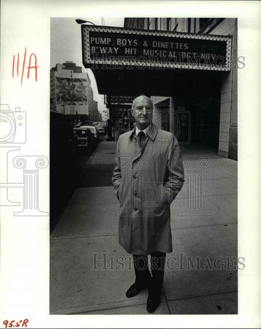 1984 Press Photo Herman Pirchner standing in front of a theater - cva38308 - Historic Images