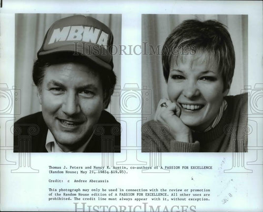 1985 Press Photo Thomas Peters, Nancy Austin, A Passion For Excellence authors - Historic Images