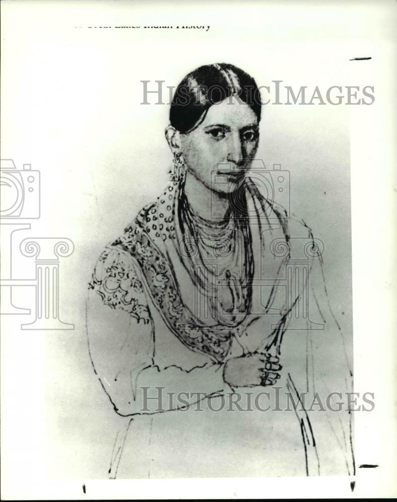 1987 Press Photo Quehme, A Potowatomi woman- Sketch by George Winters - Historic Images