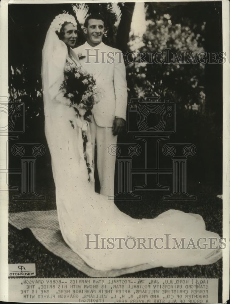 1936 Press Photo Bobby Grayson and Bride Christine Williams - cvb76802 - Historic Images