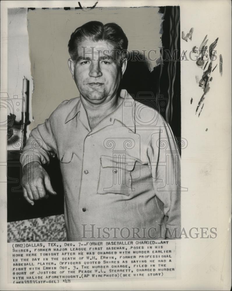 1948 Press Photo Former Baseball&#39;s Art Shires is Charged with Murder - cvb76841 - Historic Images