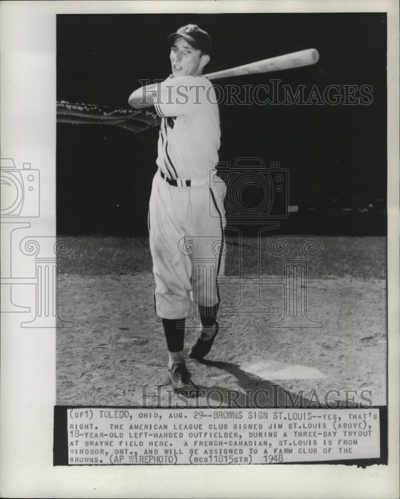 1948 Press Photo Jim St. Louis is signed by American League Club. - cvb76920 - Historic Images