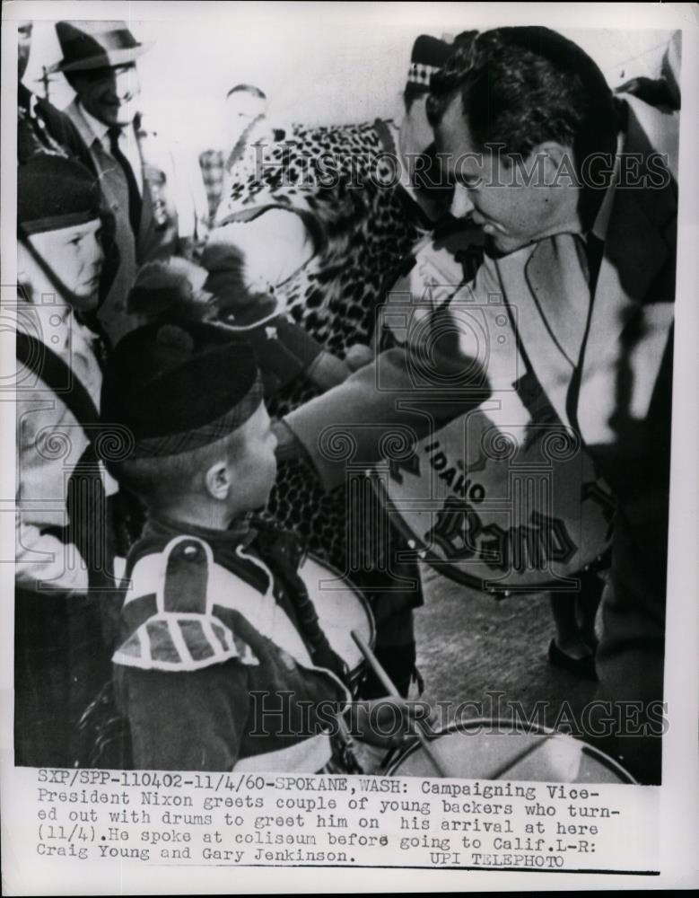 1960 Press Photo Richard Nixon Greets Crowds, Spokane, Washington Campaign Tour - Historic Images